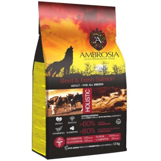 Корм сухий Ambrosia Grain Free Dog Adult Beef & Fresh Salmon для дорослих собак усіх порід з яловичиною та свіжим лососем 12 кг Корм сухий Ambrosia Grain Free Dog Adult Beef & Fresh Salmon для дорослих собак усіх порід з яловичиною та свіжим лососем 12 кг