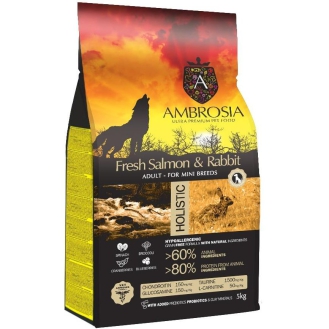 Сухий корм Ambrosia Grain Free Sensitive для дорослих собак малих порід з чутливим травленням кролик та лосось 5 кг