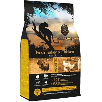 Сухий корм Ambrosia Grain Free для кошенят зі свіжою індичкою та куркою 5 кг