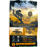 Сухий корм Ambrosia Grain Free для стерилізованих котів зі свіжим лососем та куркою 5 кг Сухий корм Ambrosia Grain Free для стерилізованих котів зі свіжим лососем та куркою 5 кг