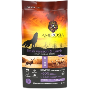 Корм сухий Ambrosia Grain Free Dog Adult Fresh Venison & Lamb для дорослих собак усіх порід зі свіжою олениною та ягням 2 кг Корм сухий Ambrosia Grain Free Dog Adult Fresh Venison & Lamb для дорослих собак усіх порід зі свіжою олениною та ягням 2 кг