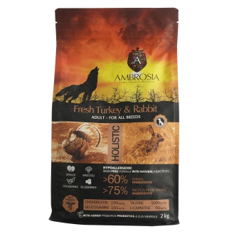Корм сухий Ambrosia Grain Free Dog Adult Sensitive Fresh Turkey & Rabbit для дорослих собак усіх порід зі свіжою індичкою та кроликом 2 кг Корм сухий Ambrosia Grain Free Dog Adult Sensitive Fresh Turkey & Rabbit для дорослих собак усіх порід зі свіжою індичкою та кроликом 2 кг