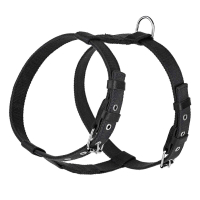 Шлейка брезентова стропа зі шкіряними накладками для собак Kareline 2 см чорна