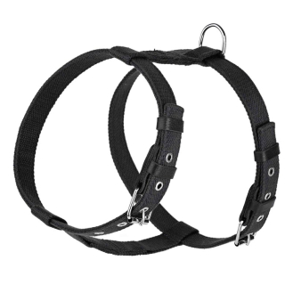 Шлейка брезентова стропа зі шкіряними накладками для собак Kareline 2 см чорна
