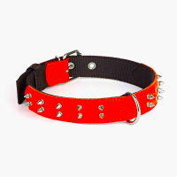 Нашийник 6629/6 Hard 45 мм 510-640мм з нейл-шкіра з шипами червоний Нашийник 6629/6 Hard 45 мм 510-640мм з нейл-шкіра з шипами червоний