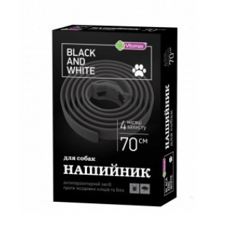 Вітомакс нашийник Black and White для собак, чорний 70см   