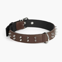 Нашийник з нейлону та шкіри з шипами Kareline 4,5см 51-64см коричневий