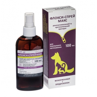 Ранозагоювальний спрей для собак та котів  BioTestLab Флокси-спрей Макс при дерматиті 100 мл
