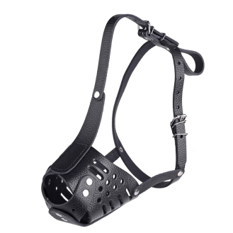 Намордник шкіряний для пітбуля Kareline M - чорний