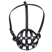 Намордник сітка зі шкіри для французького бульдога Kareline M - чорний