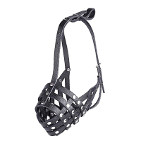 Намордник сітка зі шкіри для пітбуля та ам-стафа Kareline - чорний Намордник сітка зі шкіри для пітбуля та ам-стафа Kareline - чорний