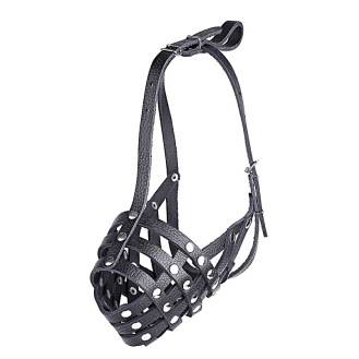 Намордник сітка зі шкіри для пітбуля та ам-стафа Kareline - чорний