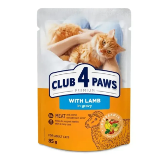 Вологий корм для котів Club 4 Paws Premium 85 г - ягня в соусі