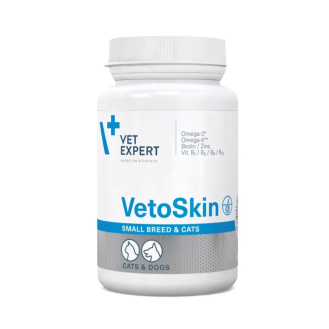 Харчова добавка для котів ьа собак VetExpert VetoSkin Ветоскін Small Breed & Cats 1 капсула