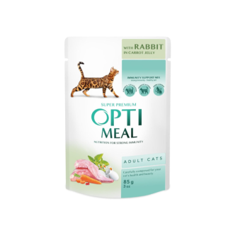 Вологий корм для котів Optimeal Adult 85 г - кролик у морквяному желе
