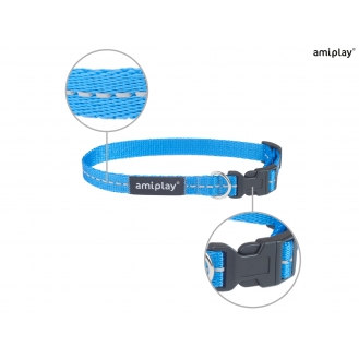 Нашийник для собак Amiplay Reflective M 25-40 *1,5 см - блакитний