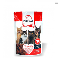 Вологий корм для котів Fine Cat Family 100 г - яловичина Вологий корм для котів Fine Cat Family 100 г - яловичина