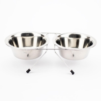 Стійка з  мисками Agility нержавіюча сталь 2х750мл 16см (16х36х28)