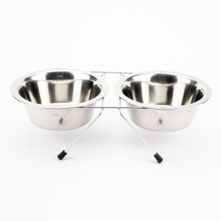 Стійка з  мисками Agility нержавіюча сталь 2х750мл 16см (16х36х28)