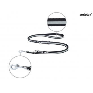 Повідецьдля собак Amiplay Shine 6 в1 L 100-200 * 2 см -чорна
