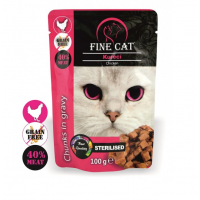 Вологий корм для стерелізованих  котів Fine Cat 100 г - курка