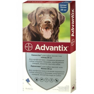 Краплі на холку для собак Elanco | Bayer - Advantix від 25-40кг (ціна за 1шт) Краплі на холку для собак Elanco | Bayer - Advantix від 25-40кг (ціна за 1шт)
