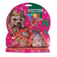 Набір шлейка і повідок для йоркширського тер'єра Tatrapet York1,0*22-45 см/120 мм червоний черепаховий