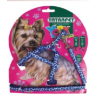 Набір шлейка і повідок для йоркширського тер'єра Tatrapet York1,0*22-45 см/120 мм синій черепаховий