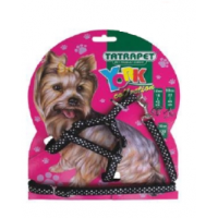 Набір шлейка і повідок для йоркширського тер'єра Tatrapet York1,0*22-45 см/120 мм чорний з візерунком