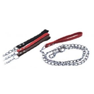 Повідець-ланцюг для собак Tatrapet з шкіряною ручкою 4 мм*110 см