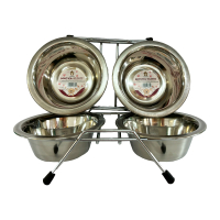 Миска для тварин металева подвійна на підставці Pawster 1.8 л