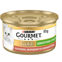 Вологий корм для котів Gourmet Gold Pieces in Pate Duck, Carrot & Spinach 85 г - качка, морква та шпинат Вологий корм для котів Gourmet Gold Pieces in Pate Duck, Carrot & Spinach 85 г - качка, морква та шпинат