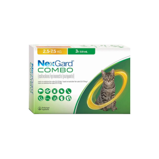 NexGard Combo — протипаразитарні краплі на холку для котів вагою 2,5-7,5 кг, 1 піпетка NexGard Combo — протипаразитарні краплі на холку для котів вагою 2,5-7,5 кг, 1 піпетка