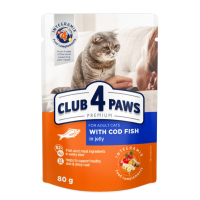 Вологий корм для кішок Club 4 Paws Premium pouch 80 г - тріска