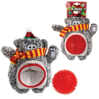  Іграшка GiGwi Різдвяний ведмедик + м'яч з шипами