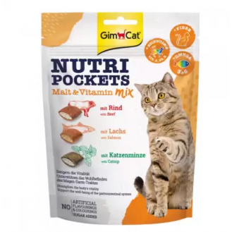 Печиво подушка. Джімкет Nutri Pockets Malt Vitamin Mix (Ялов+Лосось+М'ята) 150г
