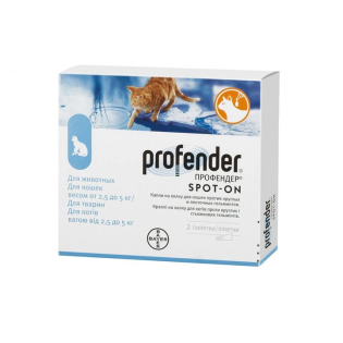Краплі для котів від гельмінтів Bayer Profender 2.5-5 кг, (ціна за 1шт)