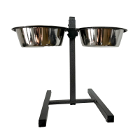 Миска для тварин подвійна металева Pawster на стійці 2.7л