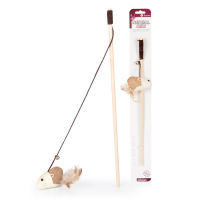 Іграшка для котів дерев'яна  вудка з мишкою Tommi №14