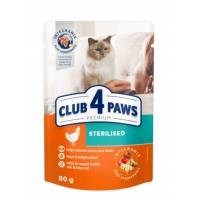 Вологий корм для стерилізованих котів Club 4 Paws Premium 80 г - курка
