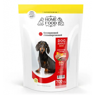 Home Food Корм Dog Adult  Mini Беззерновий гіпоалергенний м'ясо качки з нутом 700г