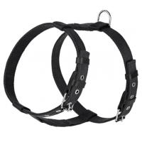 Шлейка брезентова стропа зі шкіряними накладками для собак Kareline 3,5 см чорна