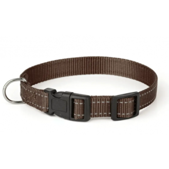 Нашийник нейлоновий 10 мм 250-300мм - коричневий з світловідбивною ниткою