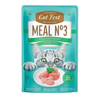 Корм вологий для котів меню №3 Cat Fest 50г тунець з куркою в желе