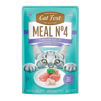 Корм вологий для котів меню №4 Cat Fest 50г тунець з морським гребінцем в желе