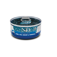Вологий беззерновий корм для котів Farmina N&D Okean з тунцем, креветкою та гарбузом 140г