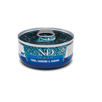 Вологий беззерновий корм для котів Farmina N&D Okean з тунцем, сардинами та креветками 70г
