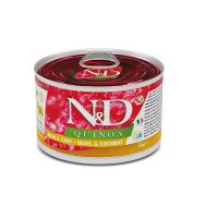 Вологий корм дієтичне харчування при харчовій алергії для дорослих собак малих порід Farmina N&D QUINOA Skin&Coat з перепілкою, кіноа, кокосом та куркумою 140г