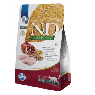 Сухий низькозерновий корм для котів Farmina N&D ANCESTRAL GRAIN з куркою і гранатом 300г