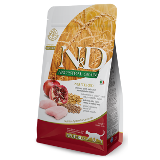 Сухий низькозерновий корм для кастрованих котів Farmina N&D ANCESTRAL GRAIN з куркою 1,5кг